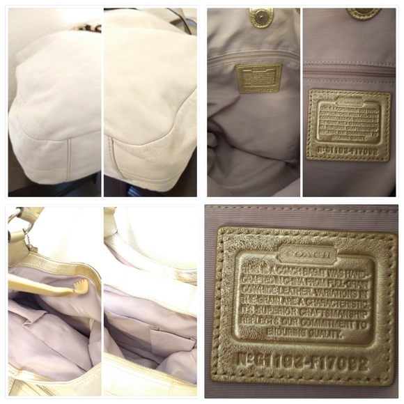 Coach F17092 Soho Ivory White & Gold Leather Hobo Shoulder Bag Purse - Picture 4 of 4